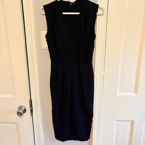 ASOS Women 2 Sheath Dress Black Sleeveless V-Neck Pleated Midi